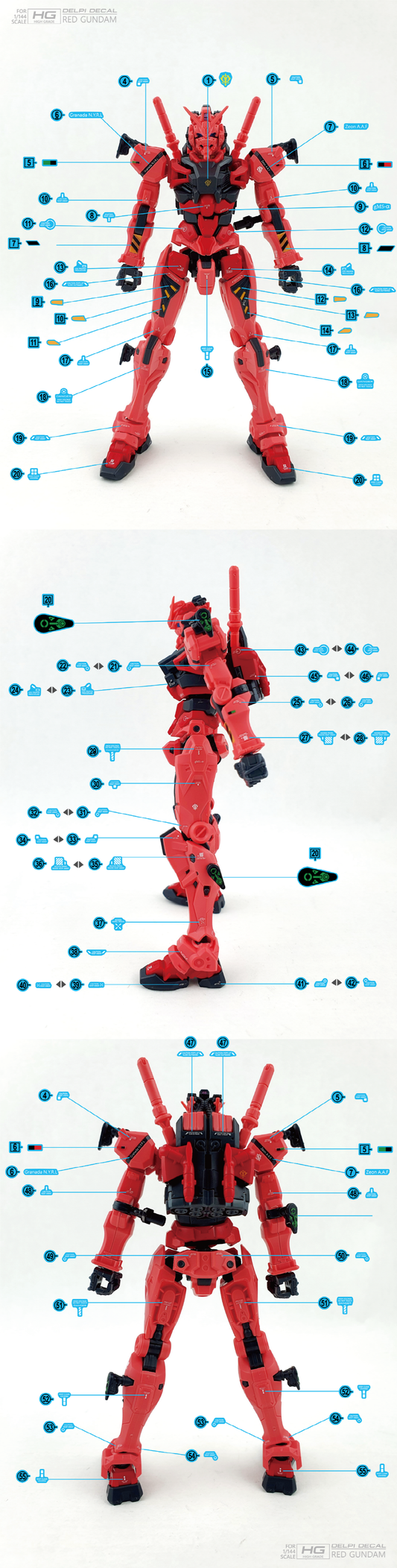 HG 1/144 Red Gundam Delpi Decal Waterslide