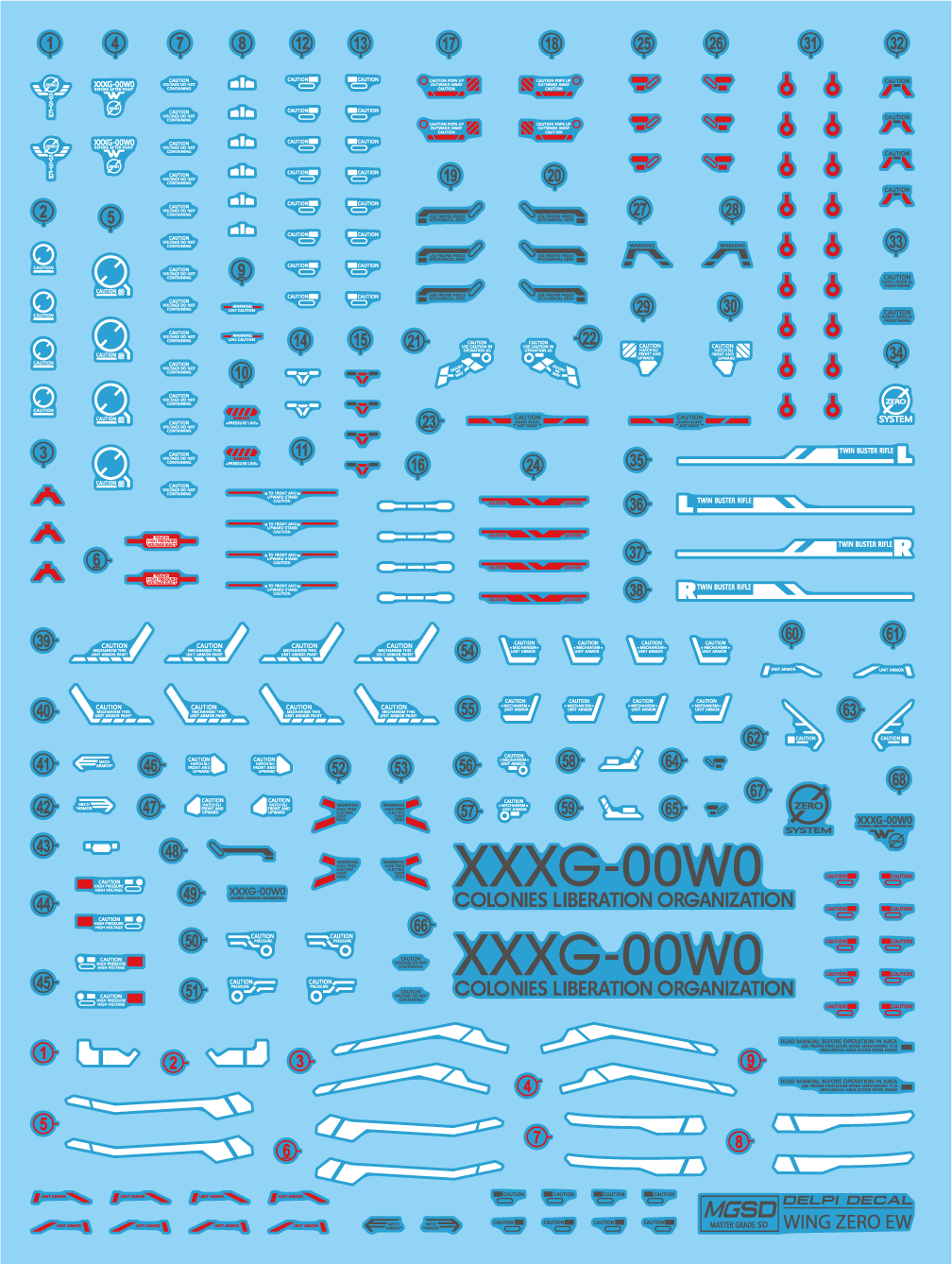 MGSD Wing Zero EW Delpi Decal Waterslide