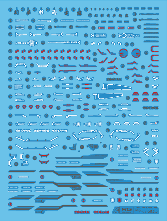 RG 1/144 God Gundam Delpi Decal Waterslide
