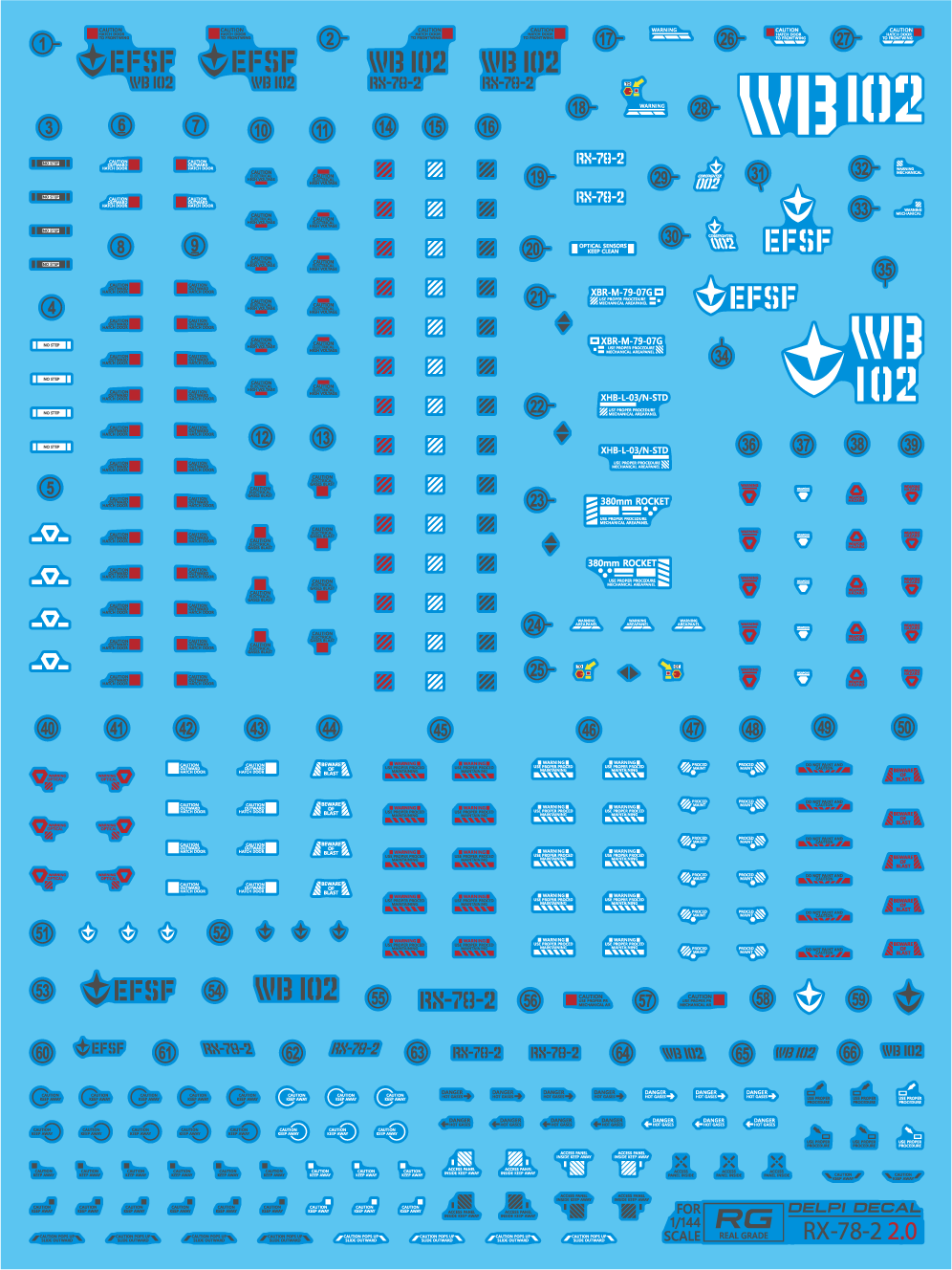 RG 1/144 RX-78-2 Ver 2.0 Delpi Decal Waterslide