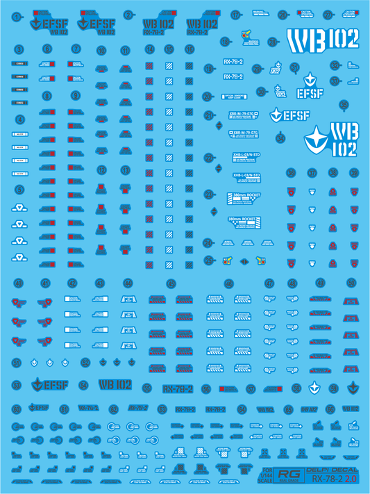 RG 1/144 RX-78-2 Ver 2.0 Delpi Decal Waterslide