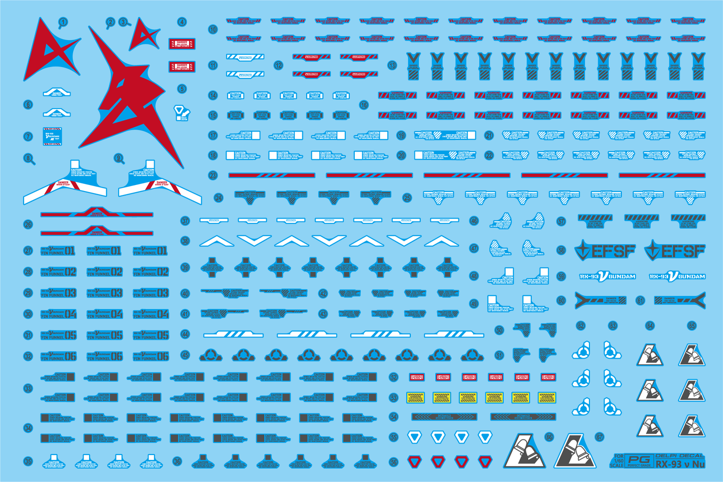 PG Unleased 1/60 RX-93 V Delpi Decal Waterslide