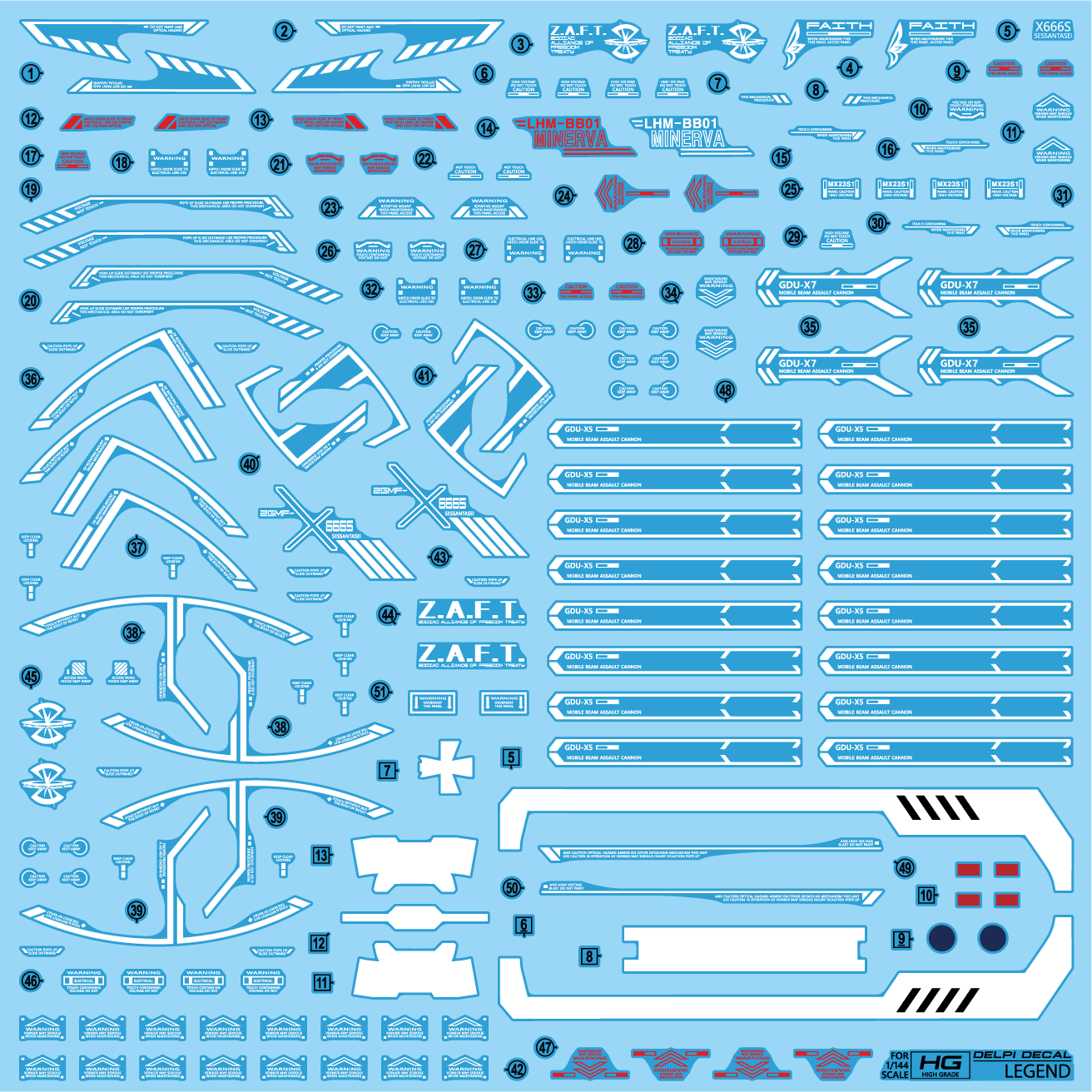HG 1/144 Legend Gundam Delpi Decal Waterslide
