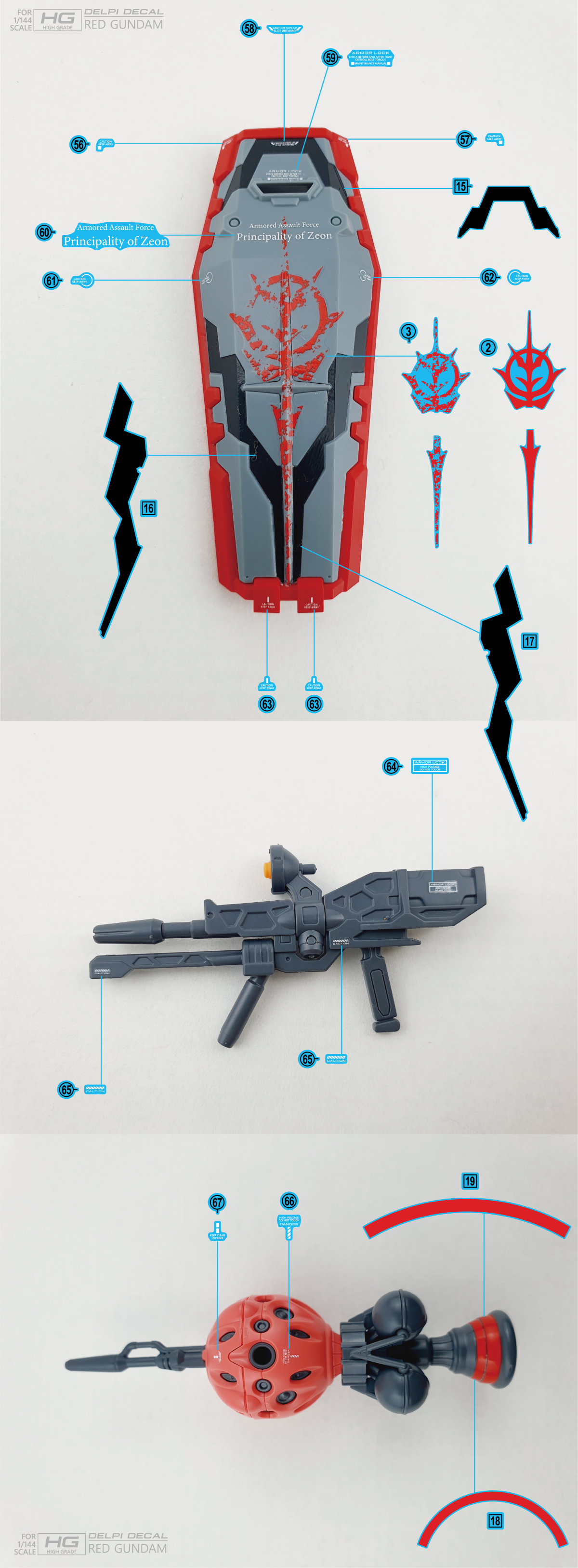 HG 1/144 Red Gundam Delpi Decal Waterslide