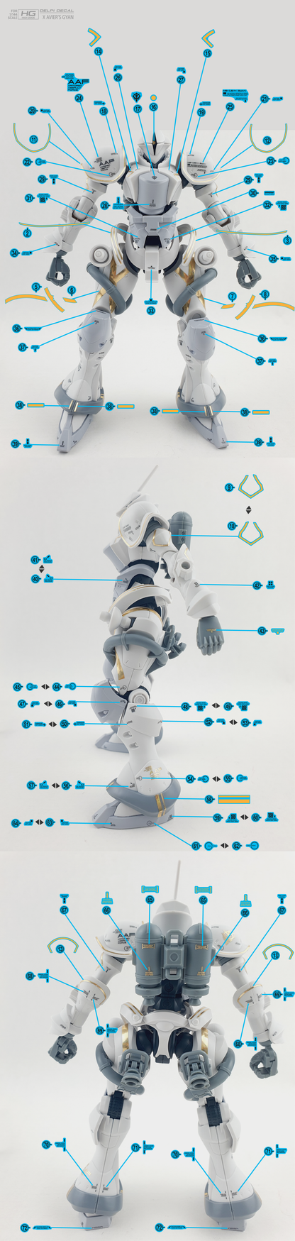 HG 1/144 Xavier's Gyan Hakuji Delpi Decal Waterslide