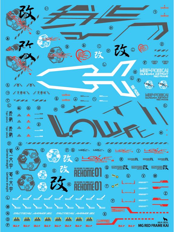 MG 1/100 Astray Red Frame Kai Delpi Decal Waterslide